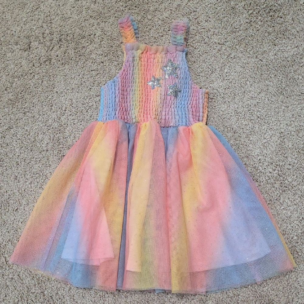 Rainbow Tulle Dress with Star Accents
